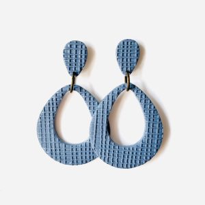 Blue Textured Teardrop Earrings