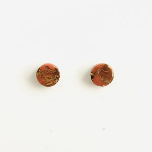 Orange Brown & Gold Studs 8mm