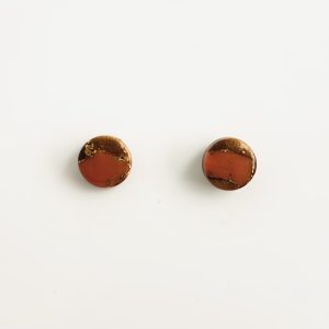 Orange Brown & Gold Studs 8mm