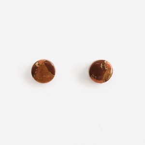 Orange Brown & Gold Studs 8mm