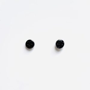 Black & Gold Glitter Studs 6mm