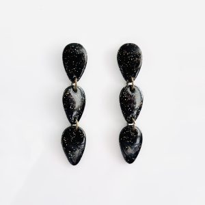 Black & Gold Glitter Dangle Earrings