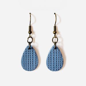 Blue Textured Droplet Earrings
