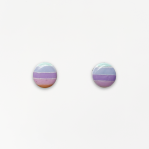 Handmade Pastel Glow Circle Studs 8mm with mint, blue, lilac and peach striped design.