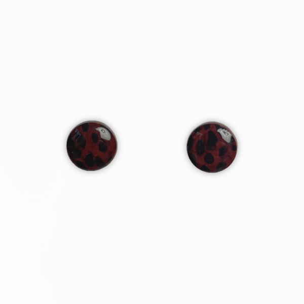 Untamed Circle Stud Earrings 8mm in glossy leopard print